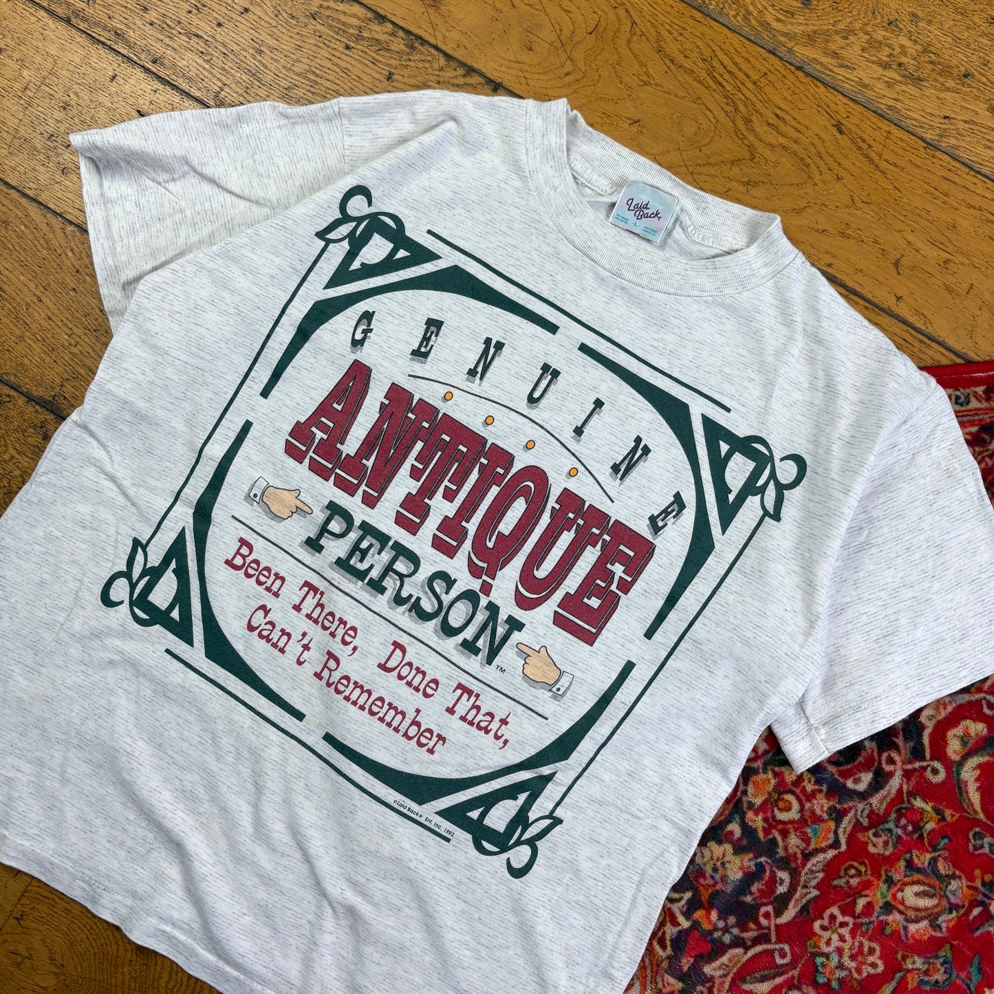 Vintage 1993 Funny Grey Single Stitch Graphic T-Shirt - M