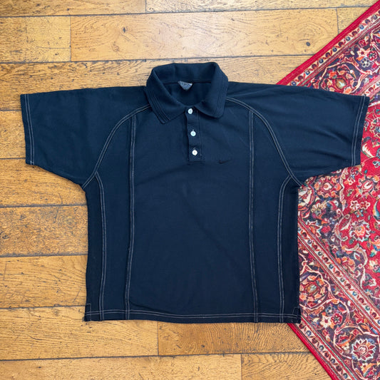 Vintage Nike Y2K 00s Black Contrast Stitch Cropped Polo Shirt - S