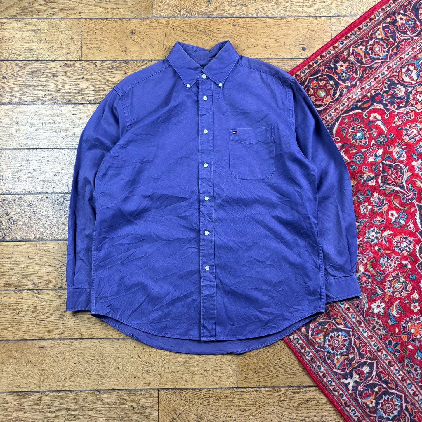 Vintage Tommy Hilfiger Purple Embroidered Shirt - XL