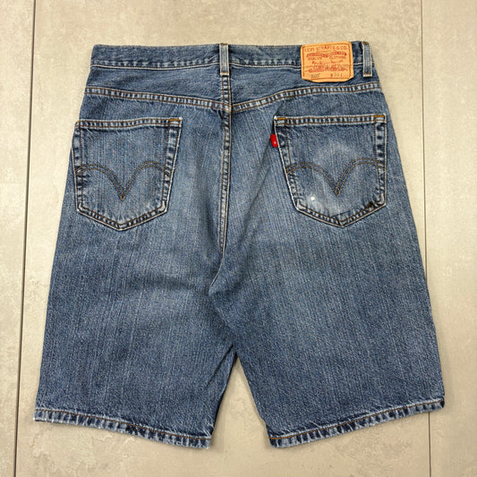 Vintage Levis 505 Blue Baggy Denim Shorts - 34