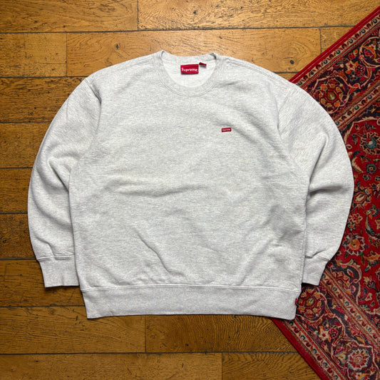Vintage Supreme Mini Box Logo Boxy Grey Embroidered Sweatshirt - L