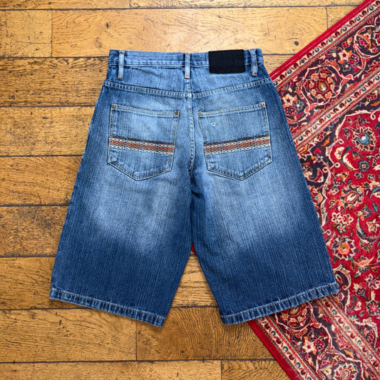 Vintage Southpole Blue Embroidered Y2K Hip Hop Baggy Shorts Jorts - 30