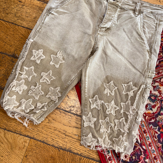 Vintage Embroidered Hip Hop Brown Shorts Jorts - 34