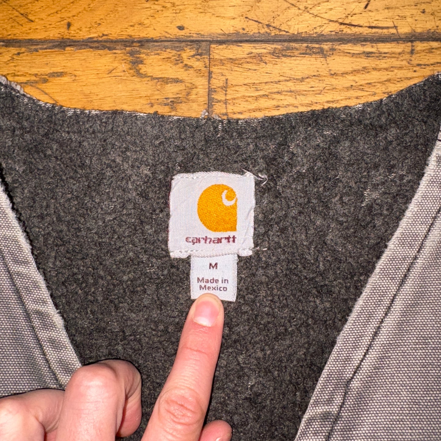Vintage Carhartt Grey Faded Gilet Vest Workwear Jacket - M