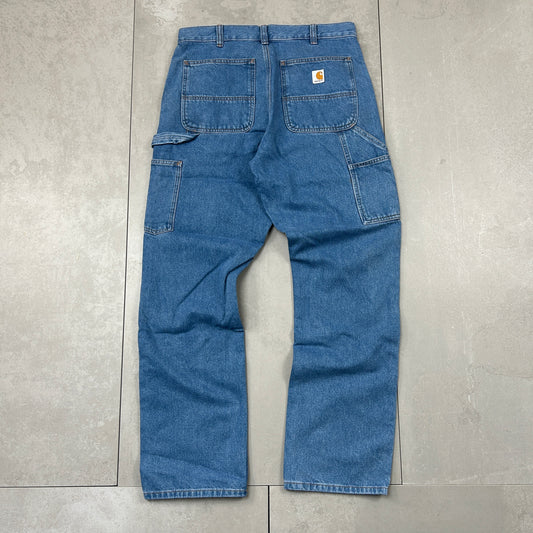 New Carhartt Double Knee Carpenter Baggy Blue Jeans - 32