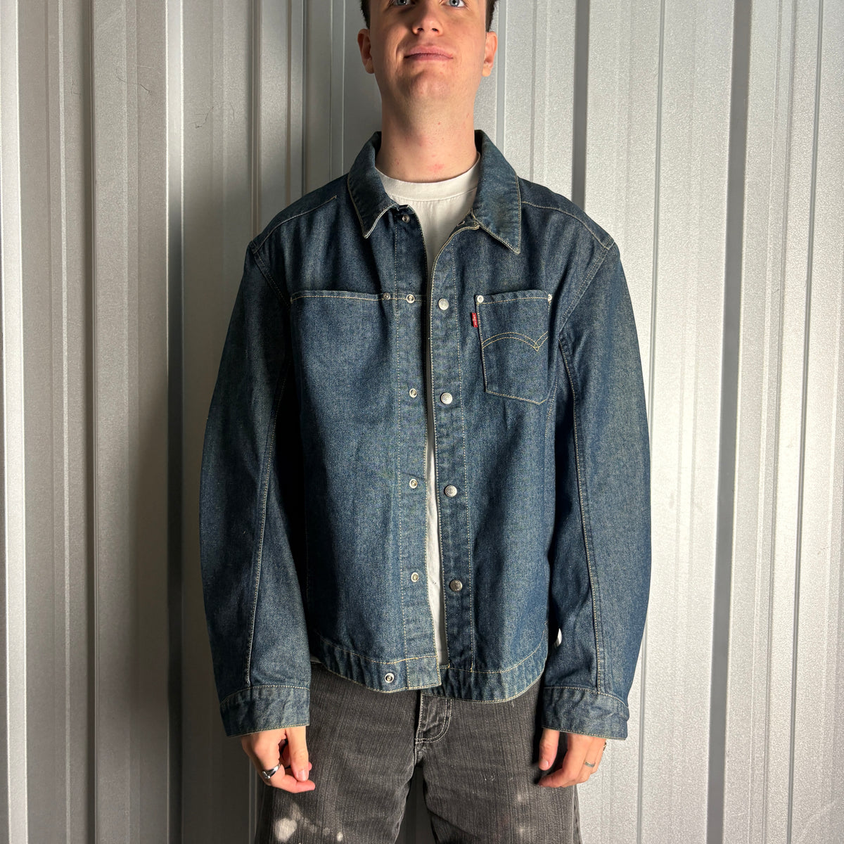 Vintage Levi's Engineered Y2K 00s Rare Blue Navy Denim Jacket - XL