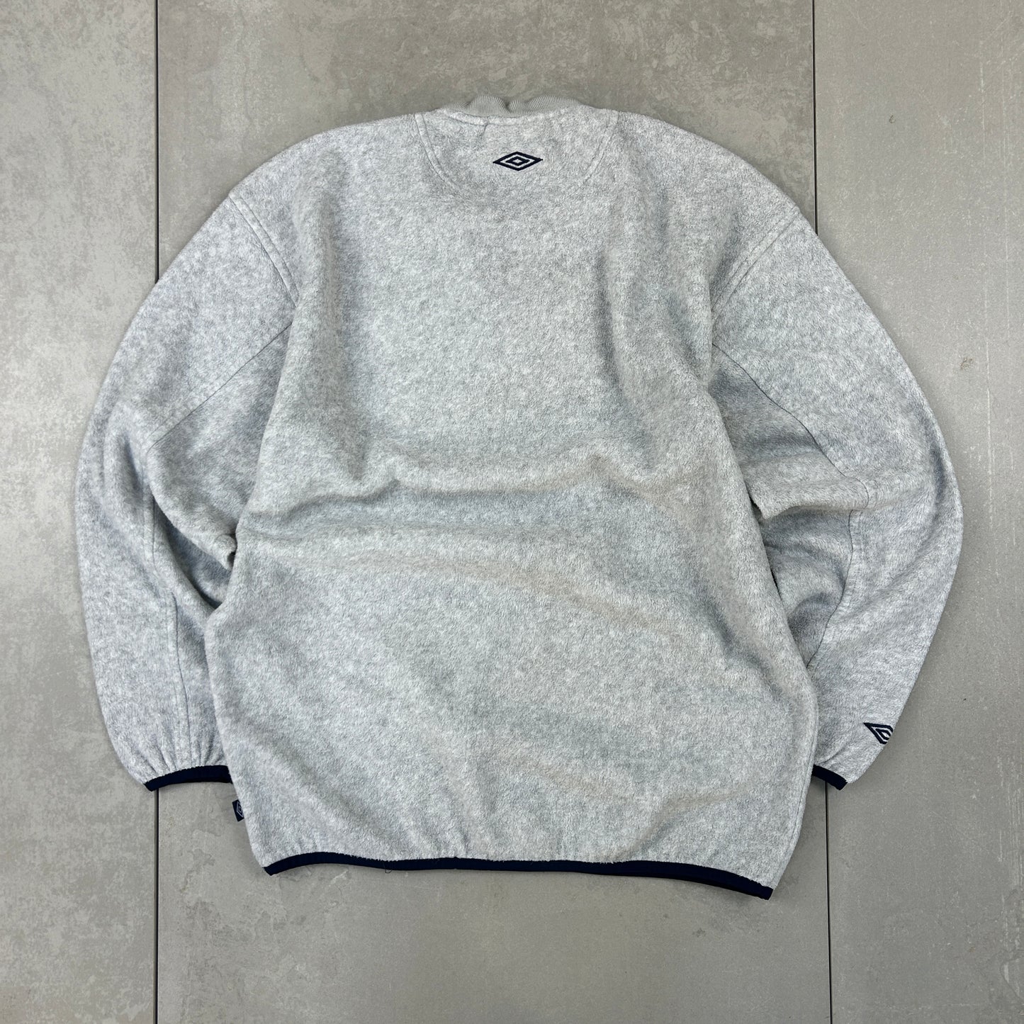 Vintage 90s Umbro Embroidered Grey Fleece Jumper Sweatshirt - M