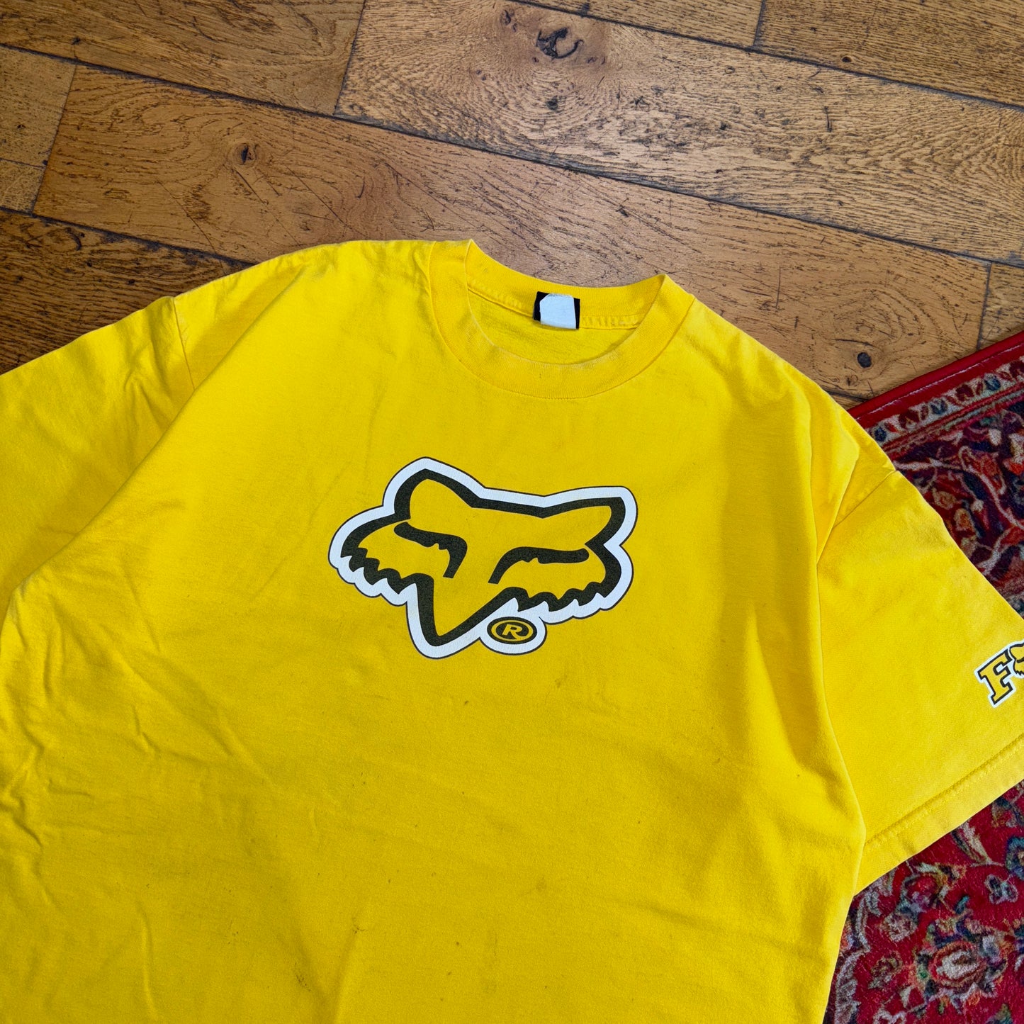 Vintage Fox Racing Yellow Y2K Graphic T-Shirt - XL