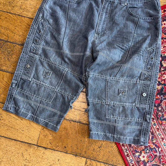 Vintage Grey Denim Shorts - 36