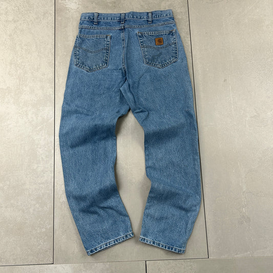 Vintage Carhartt Workwear Carpenter Baggy Blue Jeans - 33