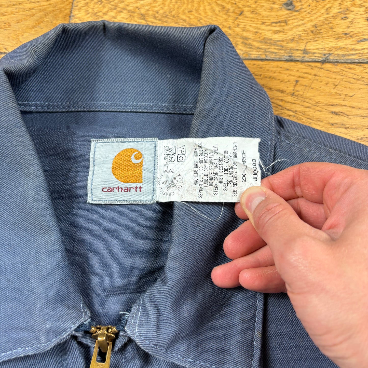 Vintage Carhartt Lightweight Detroit Blue Workwear Jacket - XXL