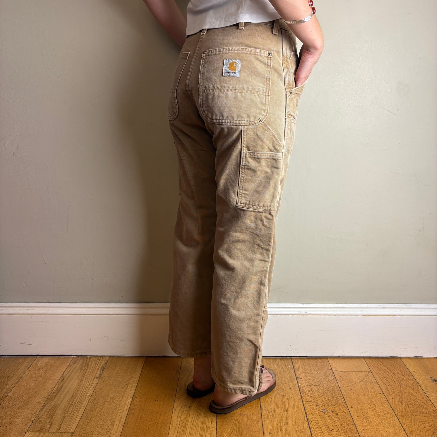 Vintage Carhartt Brown Double Knee Workwear Carpenter Baggy Trousers - 30S