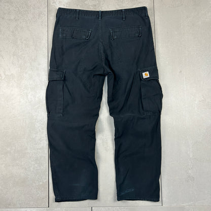 Vintage Carhartt Black Workwear Carpenter Baggy Cargo Trousers - 38