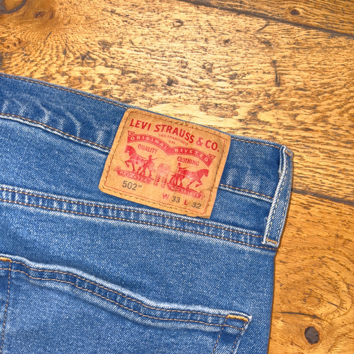 Vintage Levis 502 Straight Blue Denim Jeans - 34R