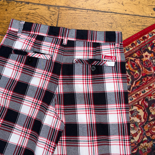 Vintage Southpole Red Grey Check Y2 Womens Hip Hop Baggy Shorts Jorts - 30