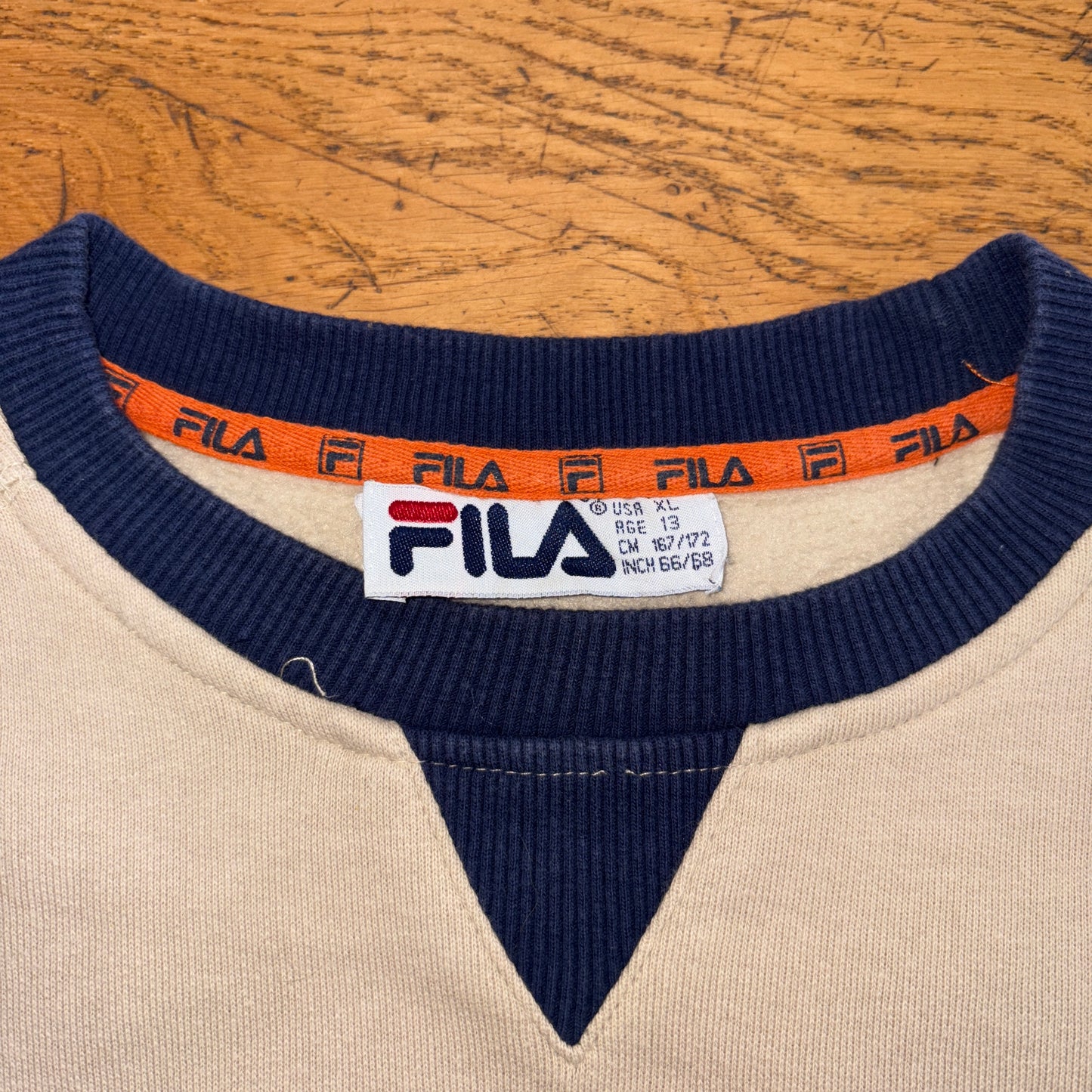 Vintage Fila Cream Embroidered Sweatshirt - M