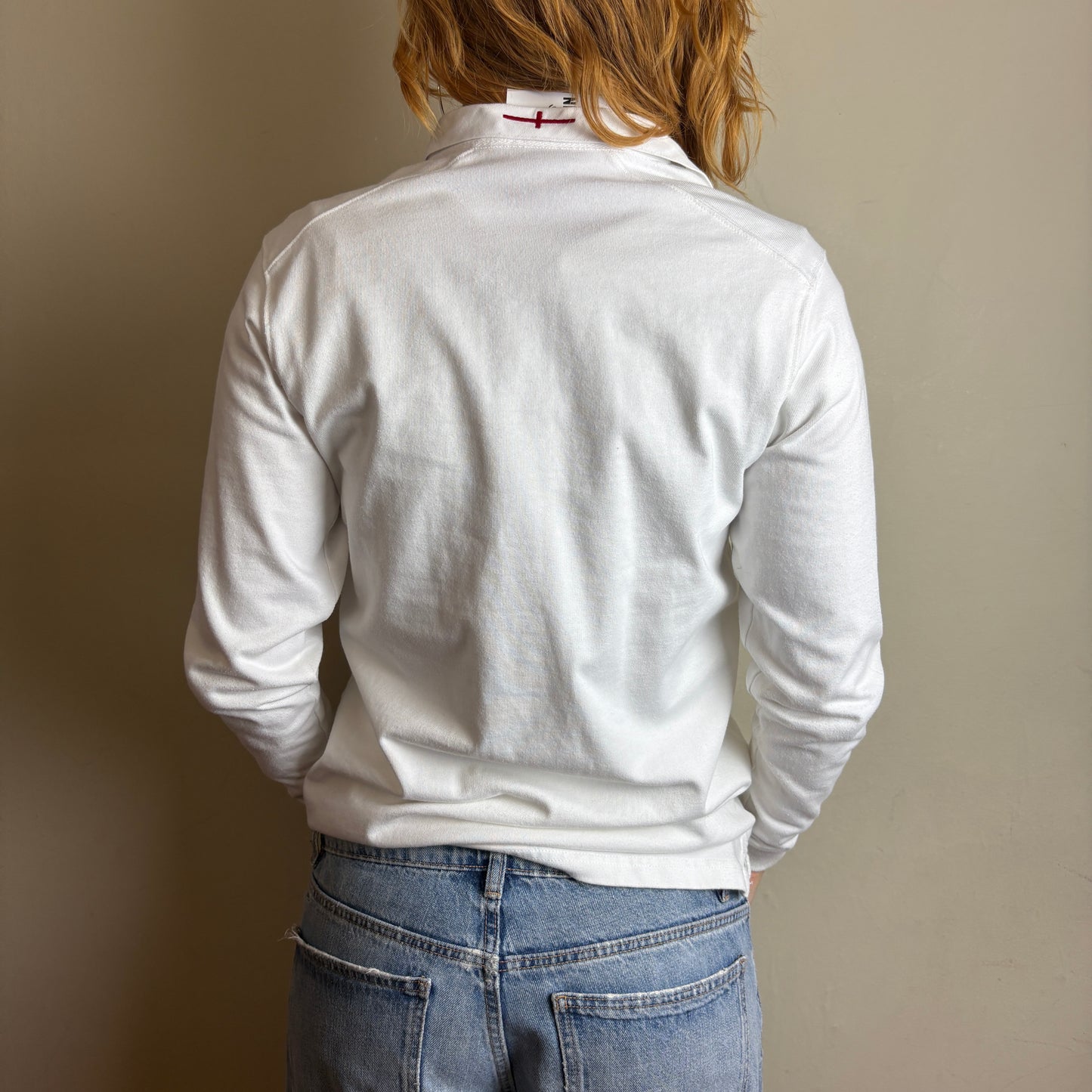 Vintage Canterbury White England Rugby Polo Long Sleeve Shirt - XS