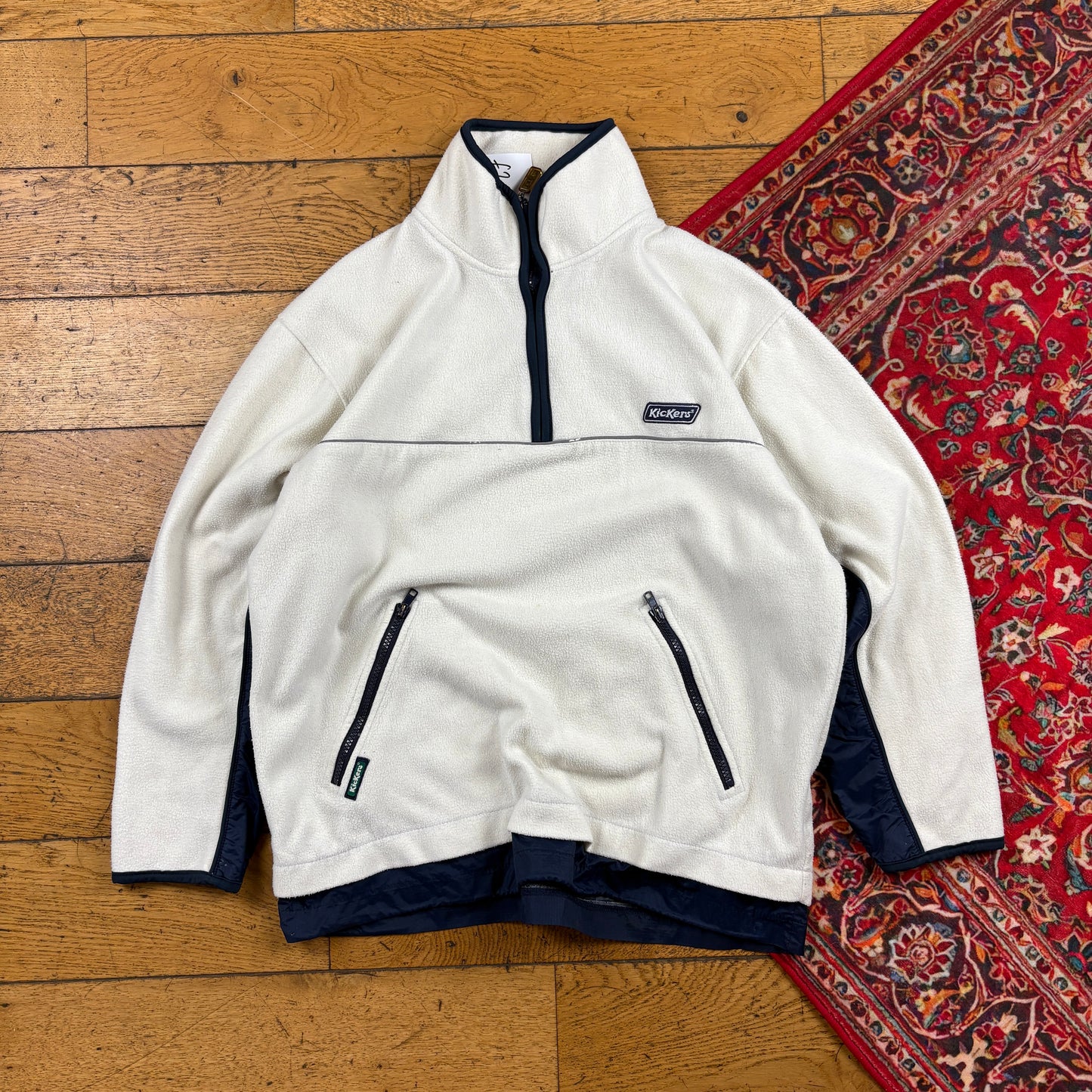 Vintage Kickers Cream Embroidered Fleece Sweatshirt - L