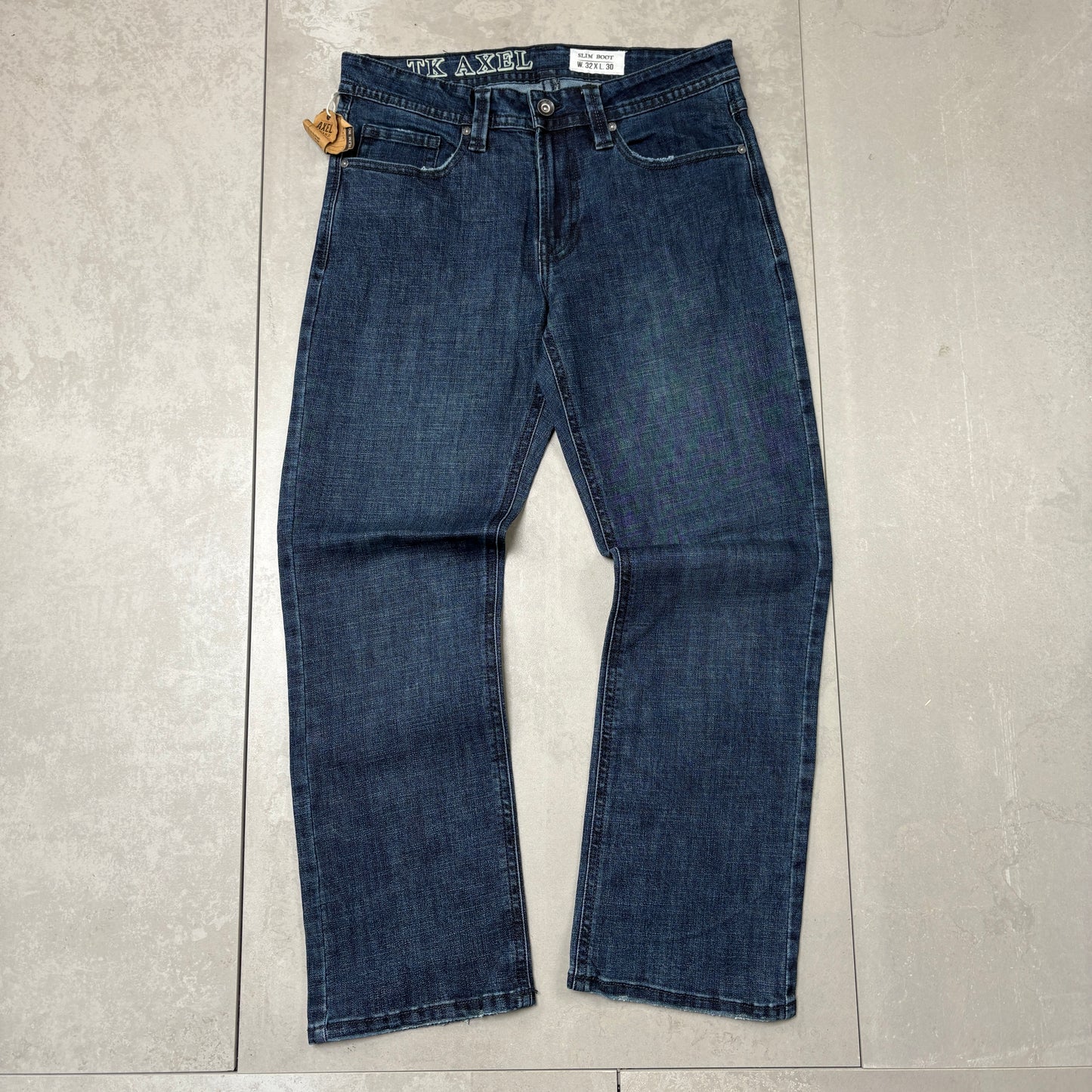 Vintage Axel Embroidered Hip Hop Blue Baggy Jeans - 32