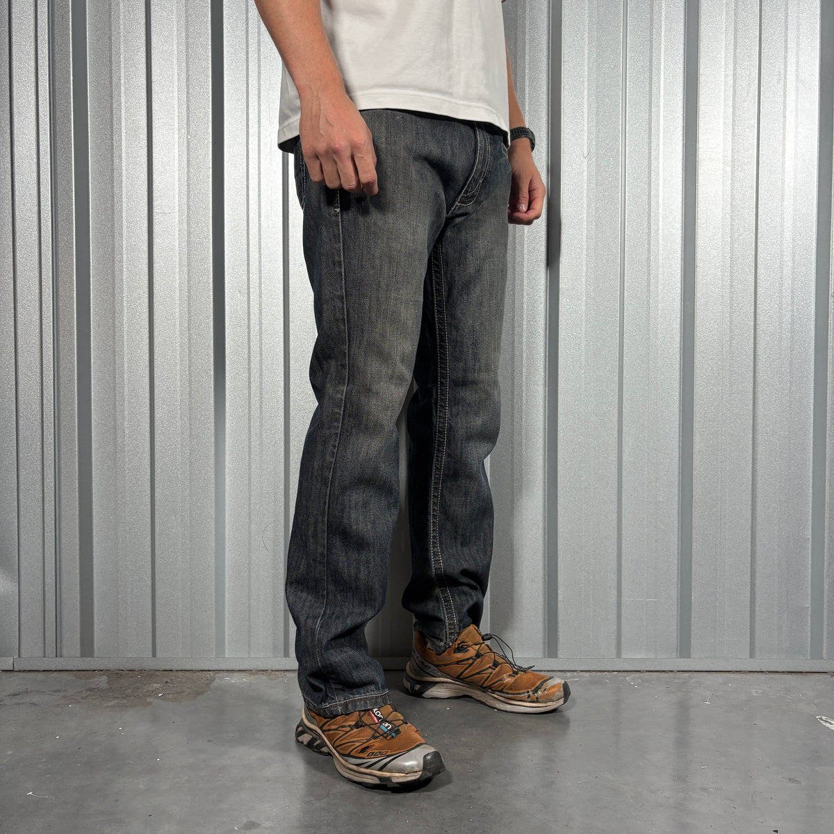 Helix Black Slim Bootcut Embroidered Y2K Jeans - 34S