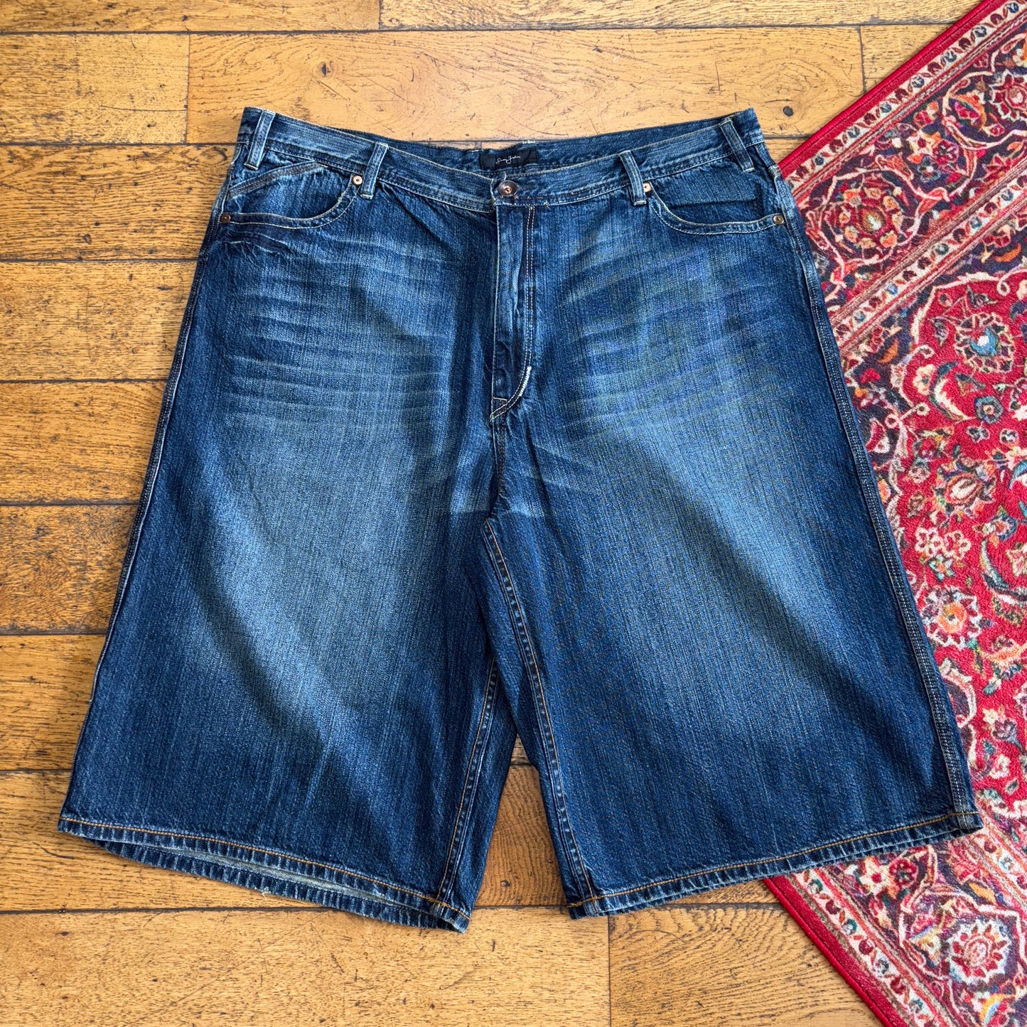 Vintage Sean John Blue Embroidered Y2K Hip Hop Baggy Jeans Shorts Jorts - 42