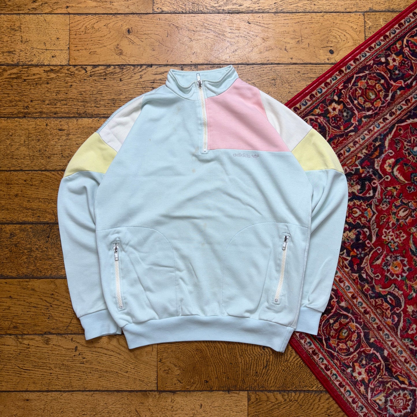 Vintage 90s Adidas Womens Blue Embroidered Sweatshirt - Size 10