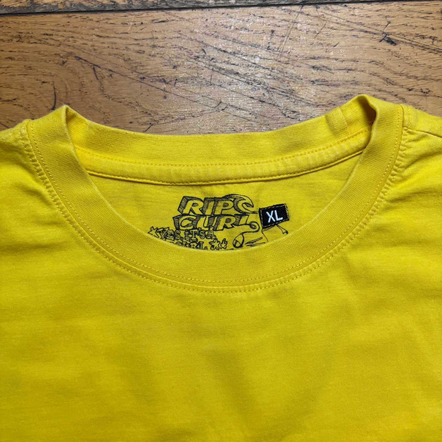 Vintage Rip Curl Yellow Surfwear Funny Graphic T-Shirt - XL