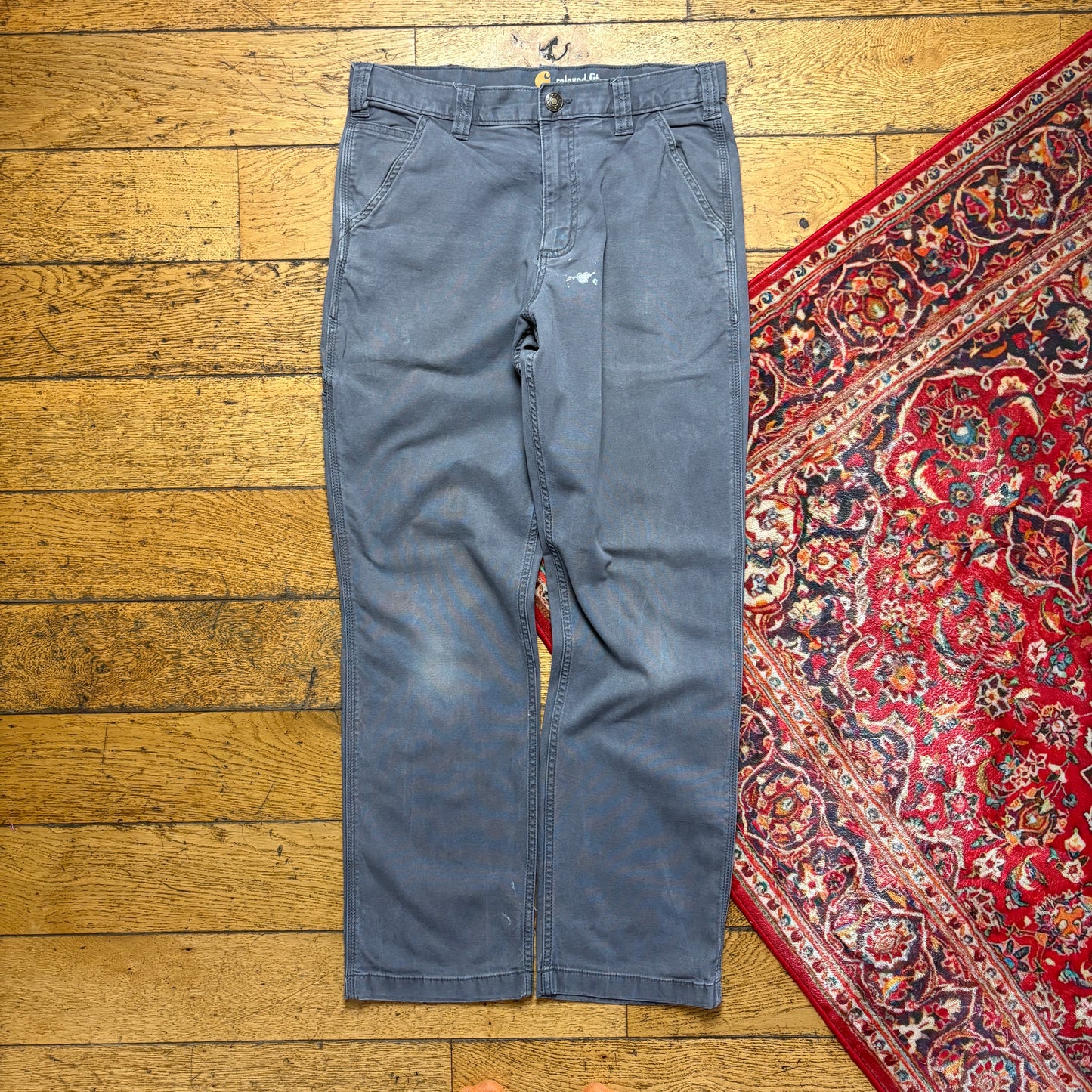 Vintage Carhartt Workwear Carpenter Grey Straight Trousers - 32R