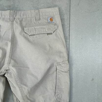 Vintage Carhartt Workwear Carpenter Cargo Cream Tan Baggy Trousers - 40