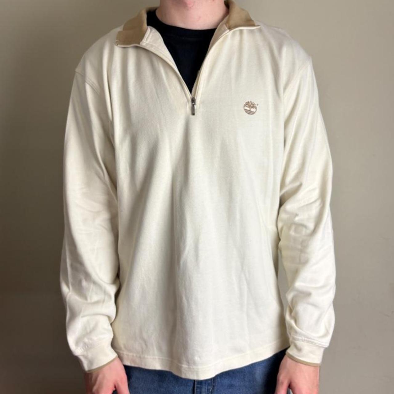 Vintage Timberland Cream Quarter Zip Sweatshirt - L