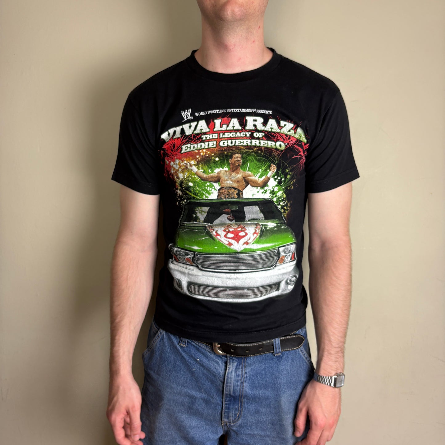 Vintage WWE Eddie Guerrero Black Graphic T-Shirt - XS