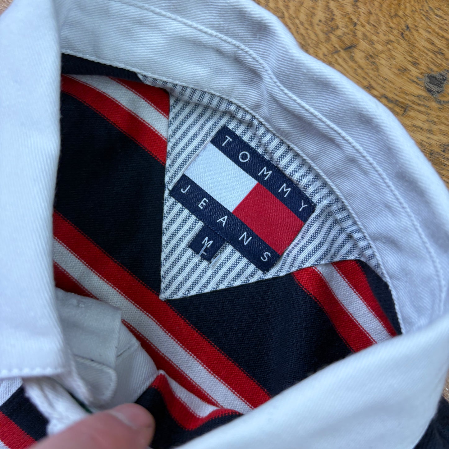 Vintage Tommy Hilfiger Stripe Red Rugby Polo Shirt - XS