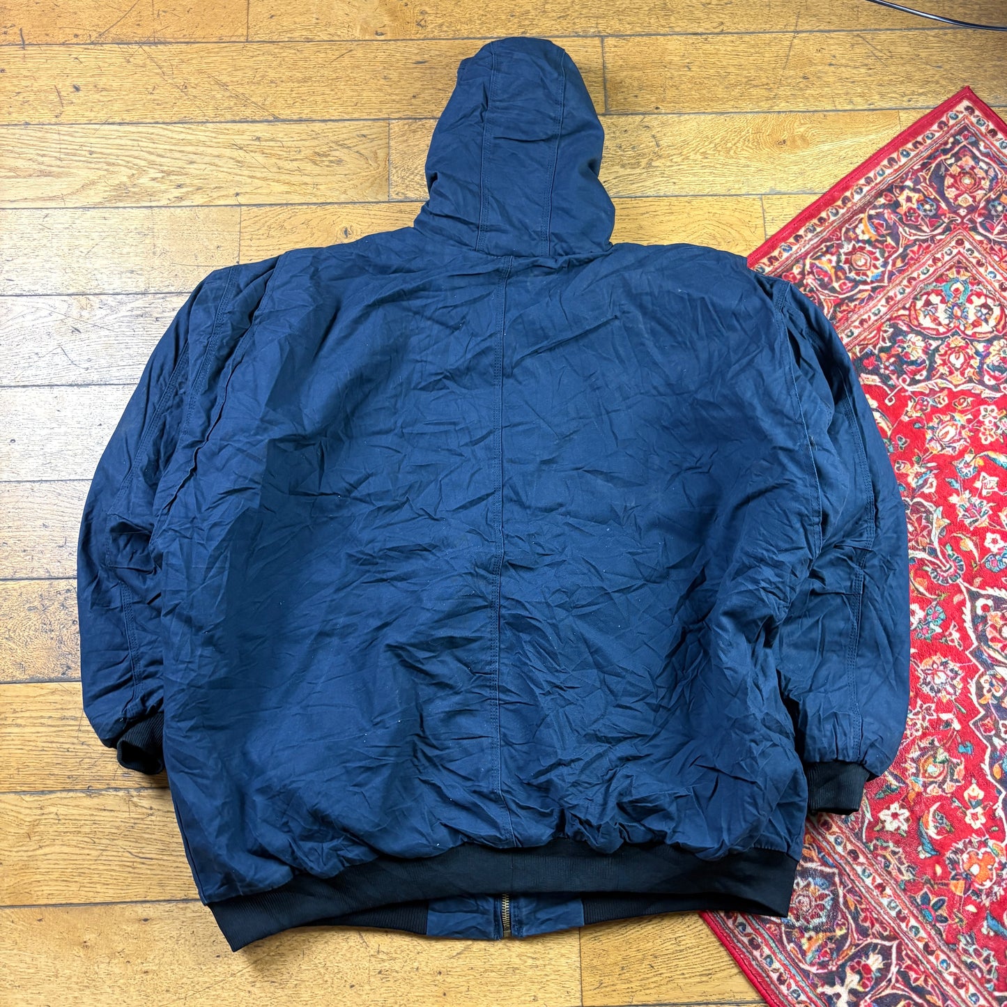 Vintage Navy Carhartt Active Style Workwear Hooded Jacket - 5XL