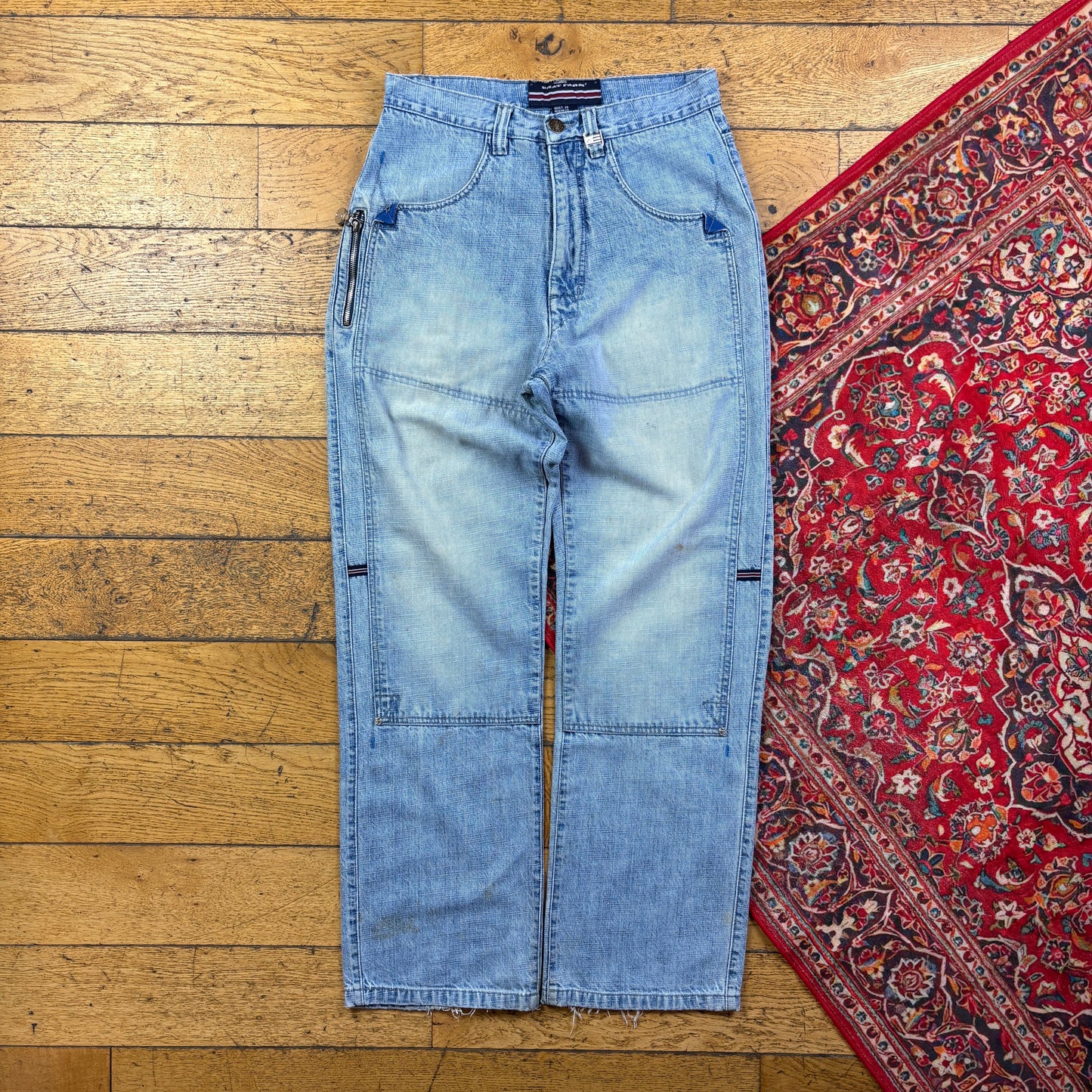 Vintage Phat Farm Blue Embroidered Y2K Hip Hop Baggy Jeans - 34