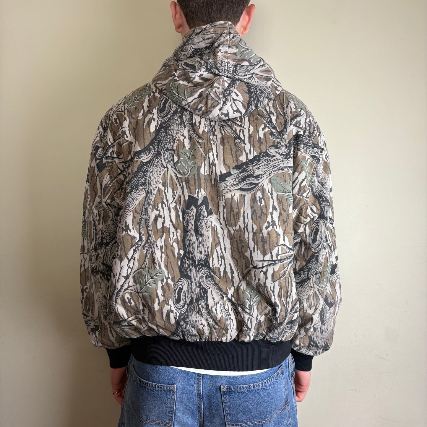 Vintage Camo Realtree Workwear Active Hunting Hooded Jacket - L