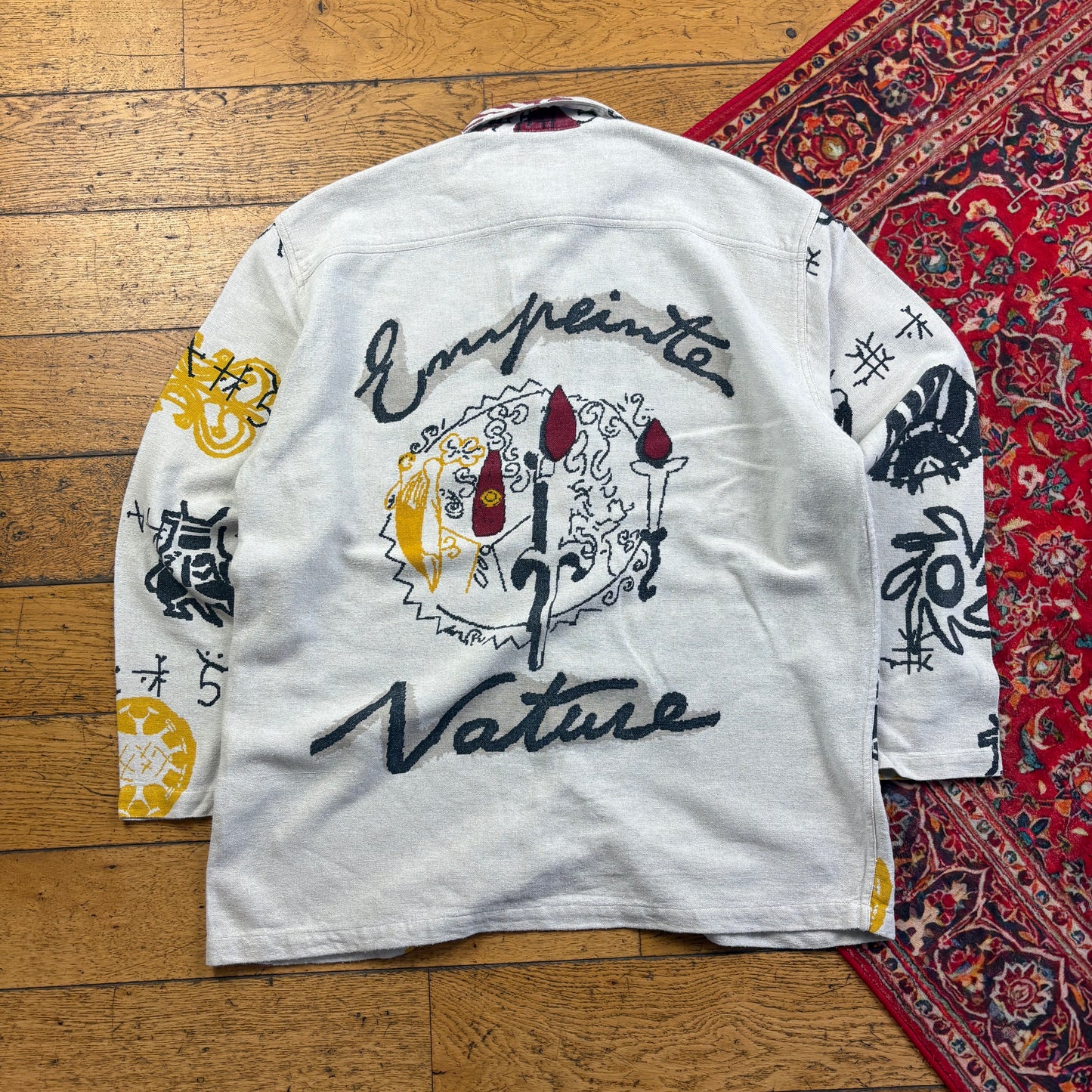 Vintage Jinglers Cream Pattern Funky Shirt - XL