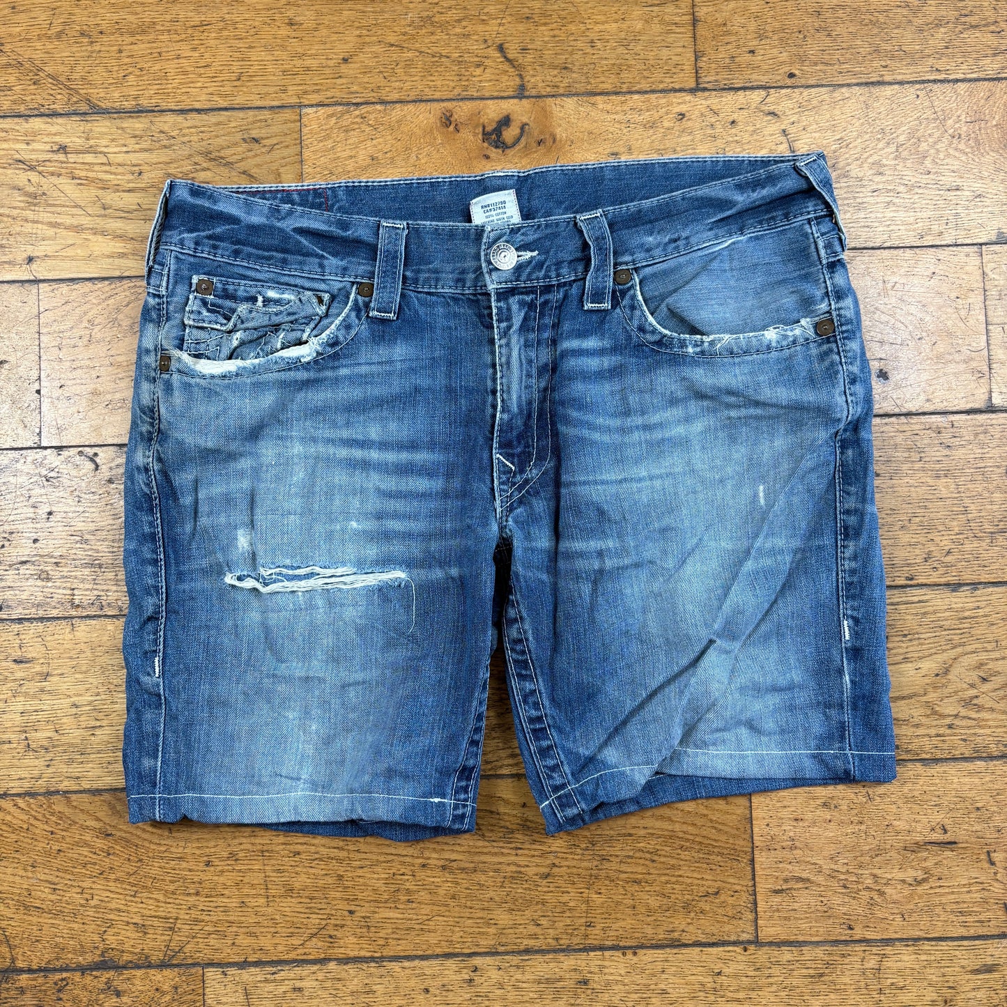 Vintage True Religion Blue Embroidered Y2K Shorts Jorts - 38