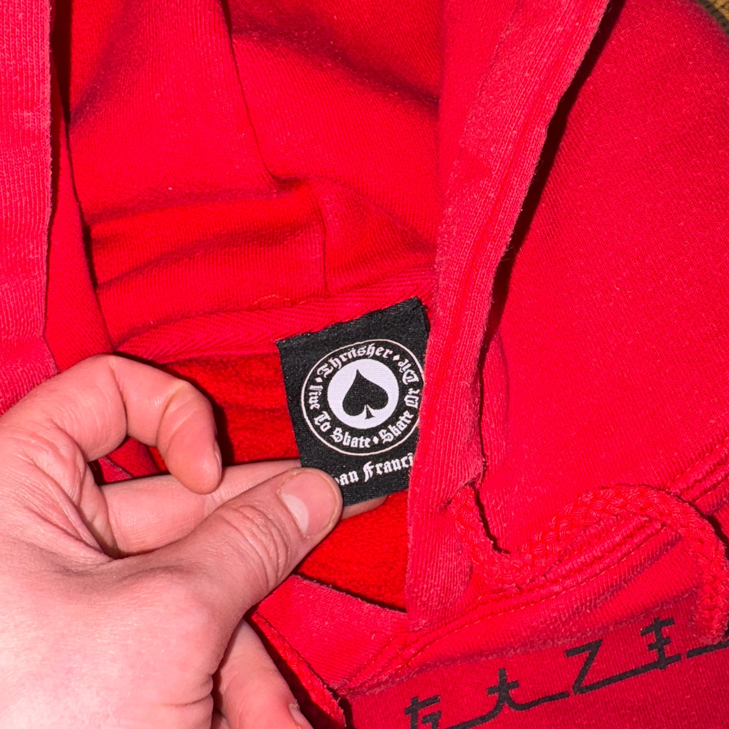 Vintage Thrasher Red Skate Hoodie Sweatshirt - L