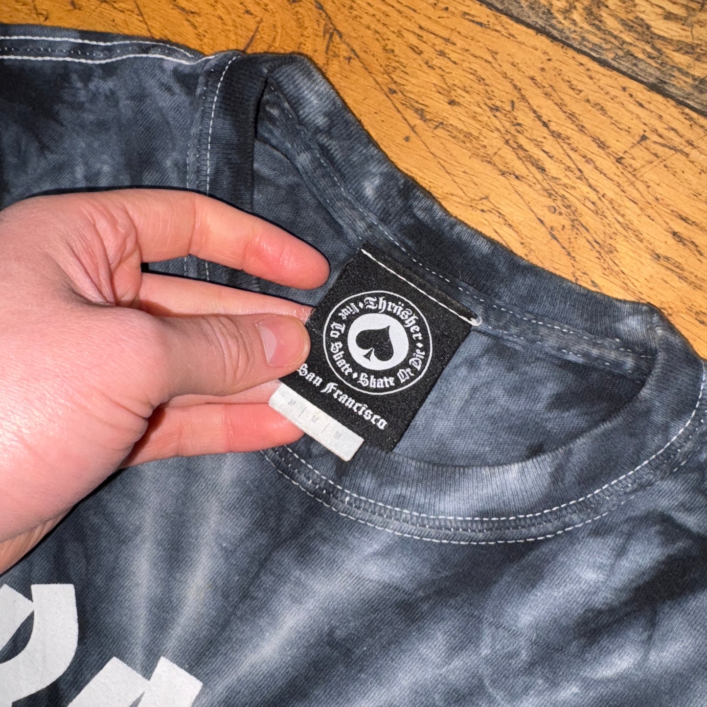 Vintage Thrasher Grey Black Tie Dye Graphic T-Shirt - S