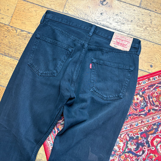 Vintage Levis 501 Straight Black Denim Jeans - 34R