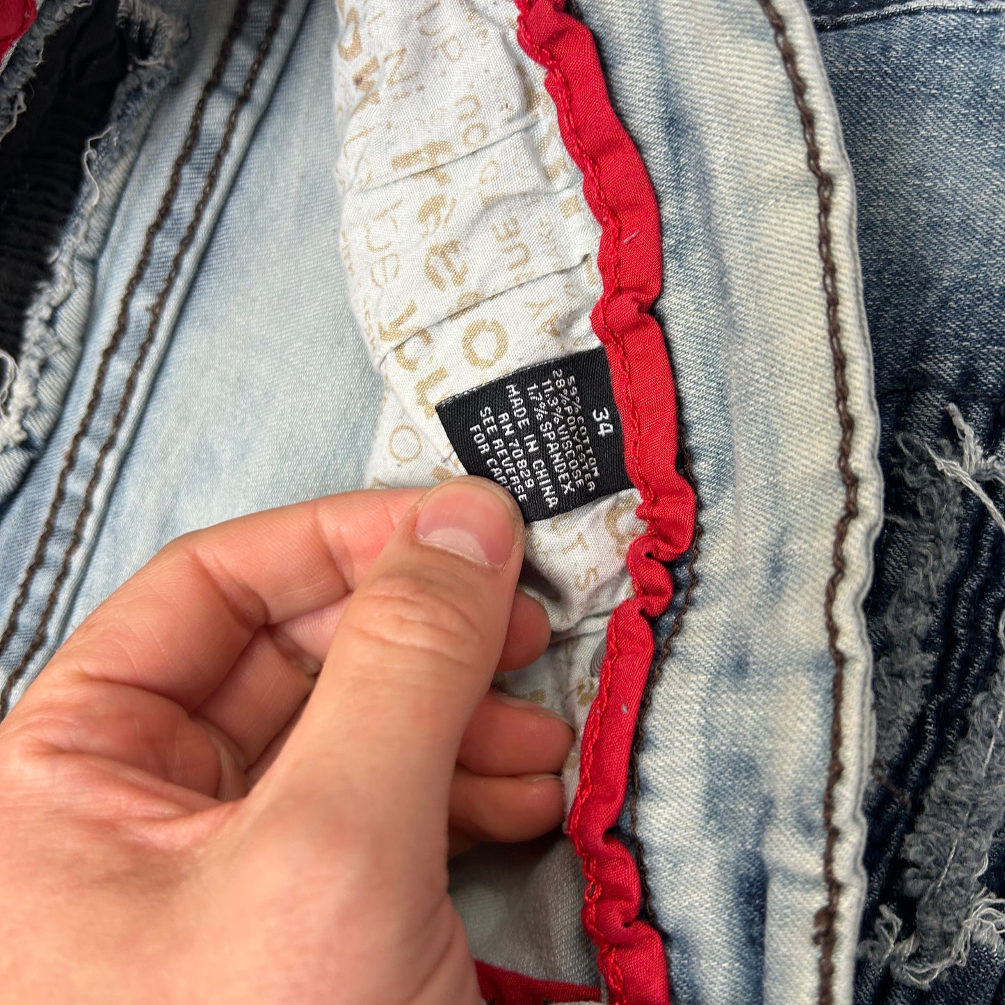 Vintage Hip Hop Acid Wash Blue Shorts Jorts - 33