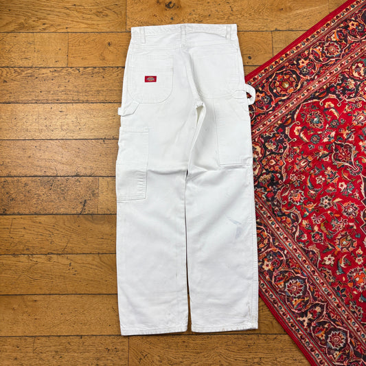 Vintage Dickies White Workwear Carpenter Baggy Trousers - 28