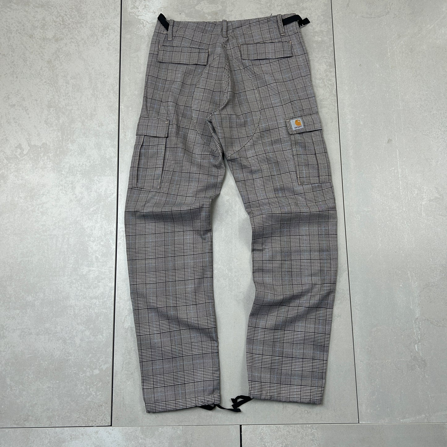Vintage Carhartt Grey Check Workwear Carpenter Baggy Trousers - 32