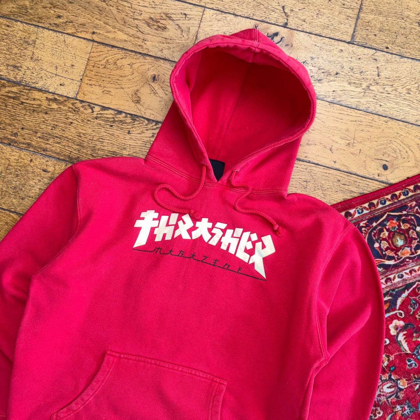 Vintage Thrasher Red Skate Hoodie Sweatshirt - L