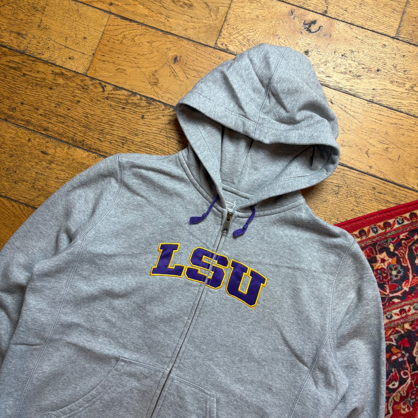 Vintage Nike Grey LSU Hoodie Embroidered Sweatshirt - S