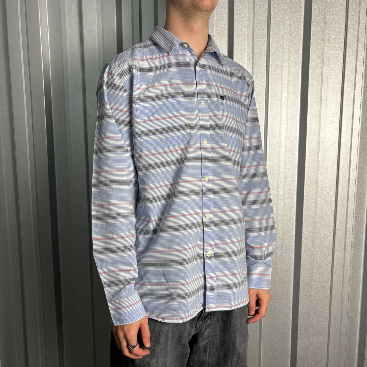 Quiksilver Blue Stripe Surfwear Shirt - L