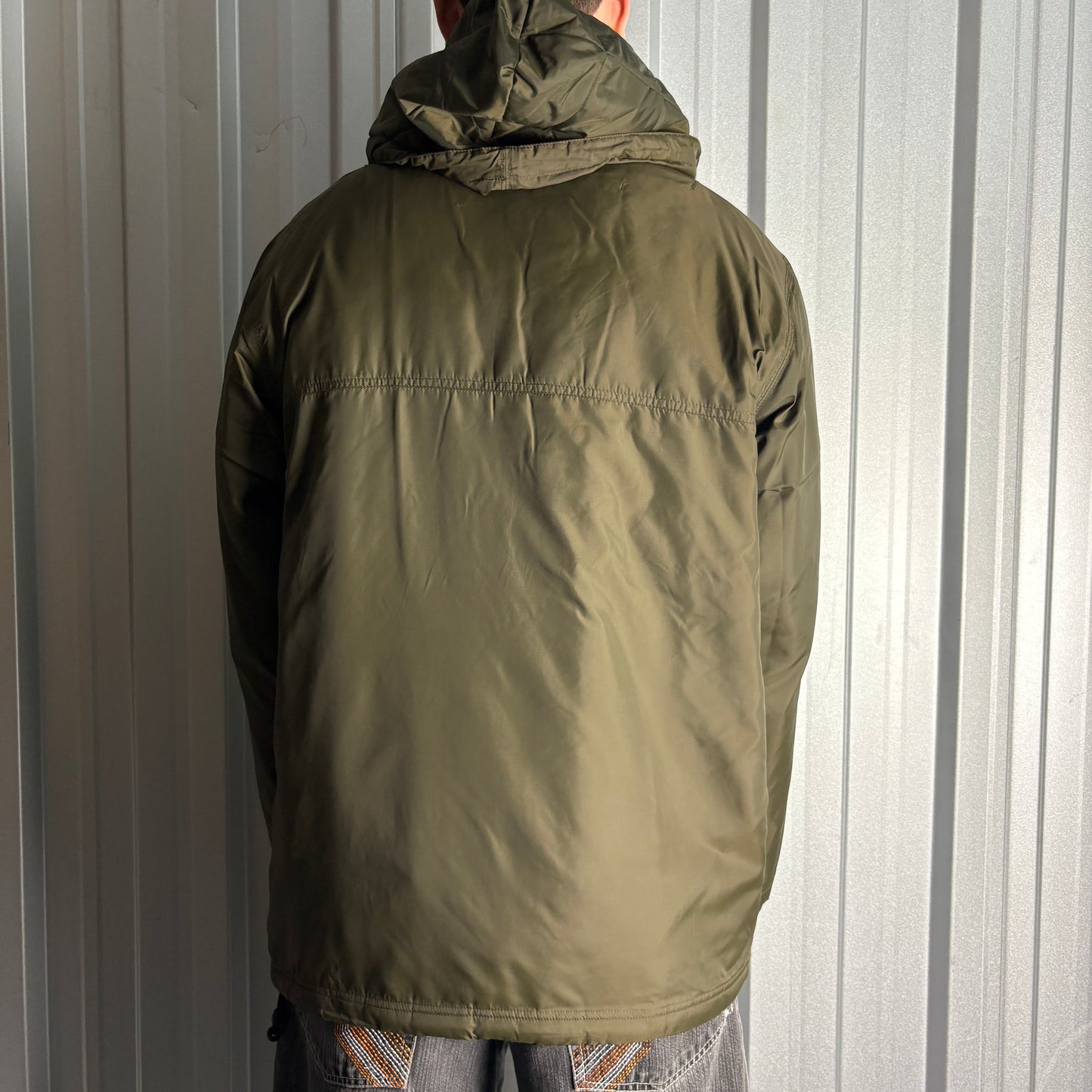 Vintage Nike 00s Y2K Swoosh Green Parka Coat Puffer Jacket - M