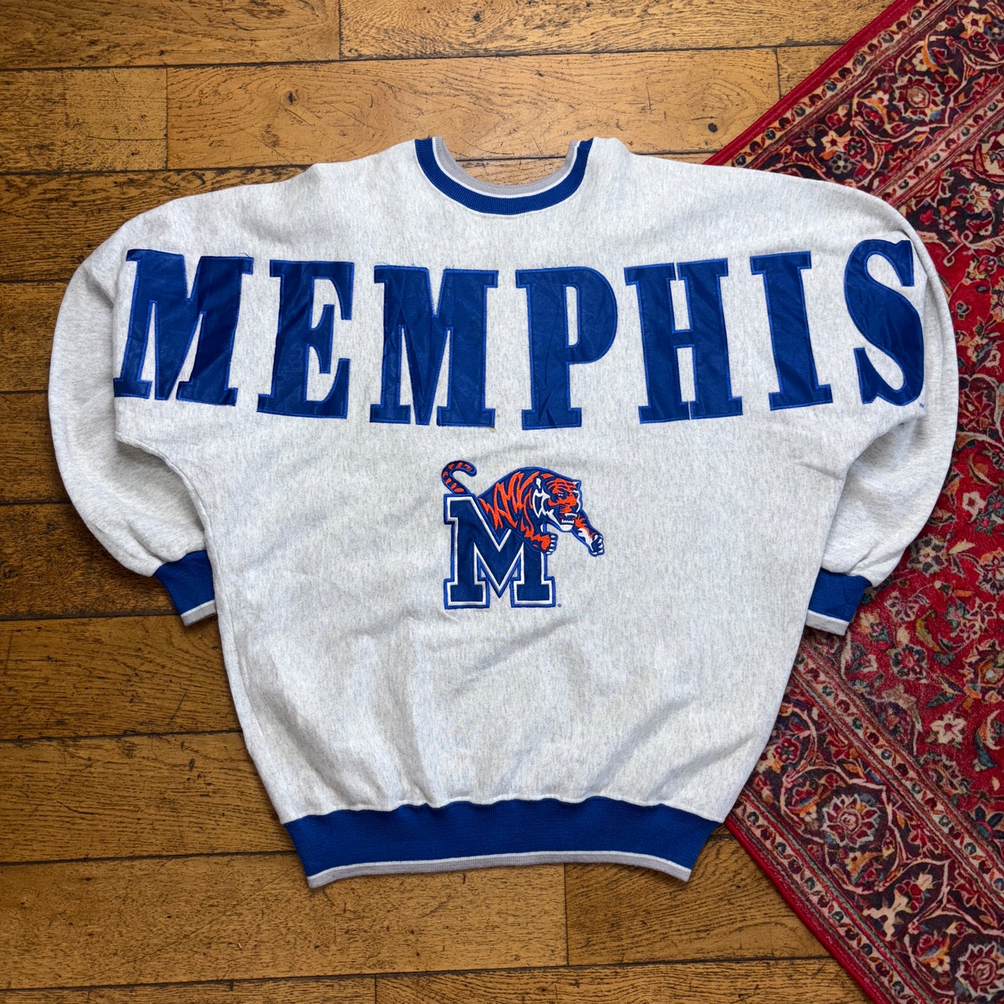 Vintage 90s Memphis Tigers Grey NFL College Embroidered Sweatshirt - L