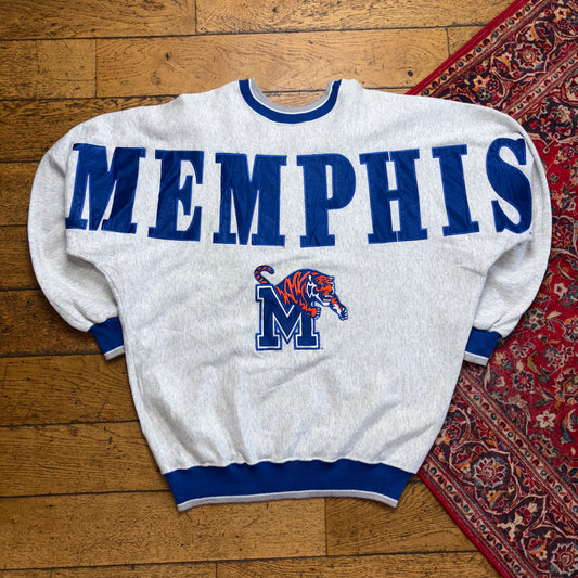 Vintage 90s Memphis Tigers Grey NFL College Embroidered Sweatshirt - L
