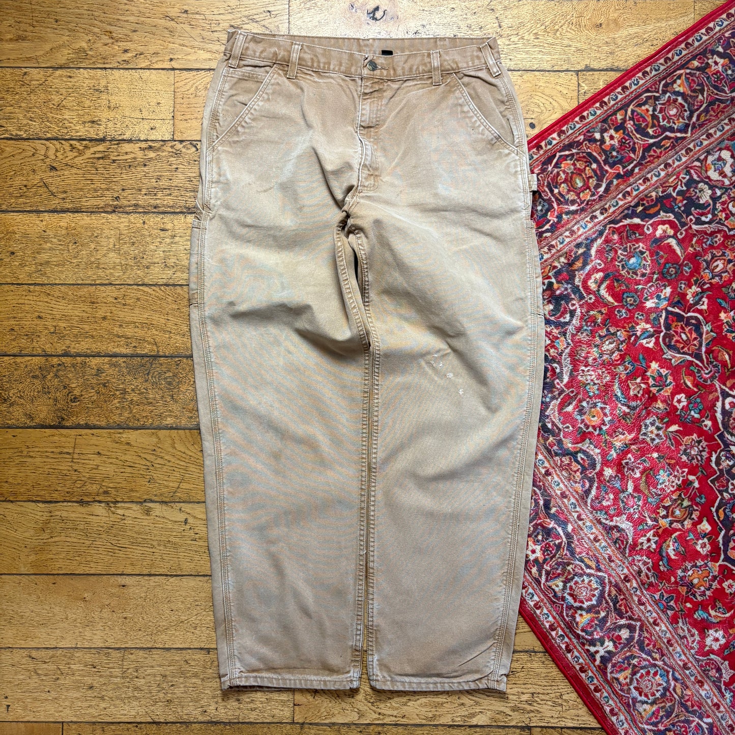 Vintage Carhartt Workwear Carpenter Brown Baggy Trousers - 38L